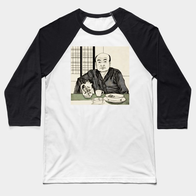 Asian man eating and drinking illustration Baseball T-Shirt by KOTYA